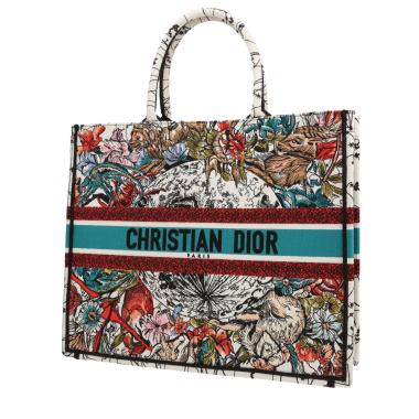 Sac cabas Dior  Book Tote en toile blanche et bleue