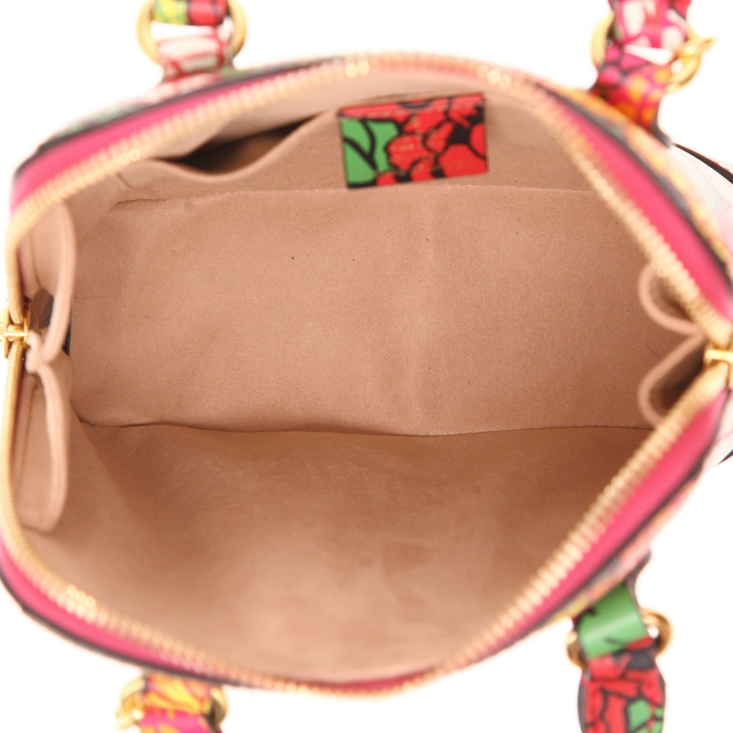 Sac à main Gucci   en cuir rose jaune et vert - Detail D3