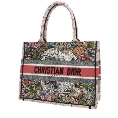 Dior  Book Tote medium model  shopping bag  in pink and green canvas