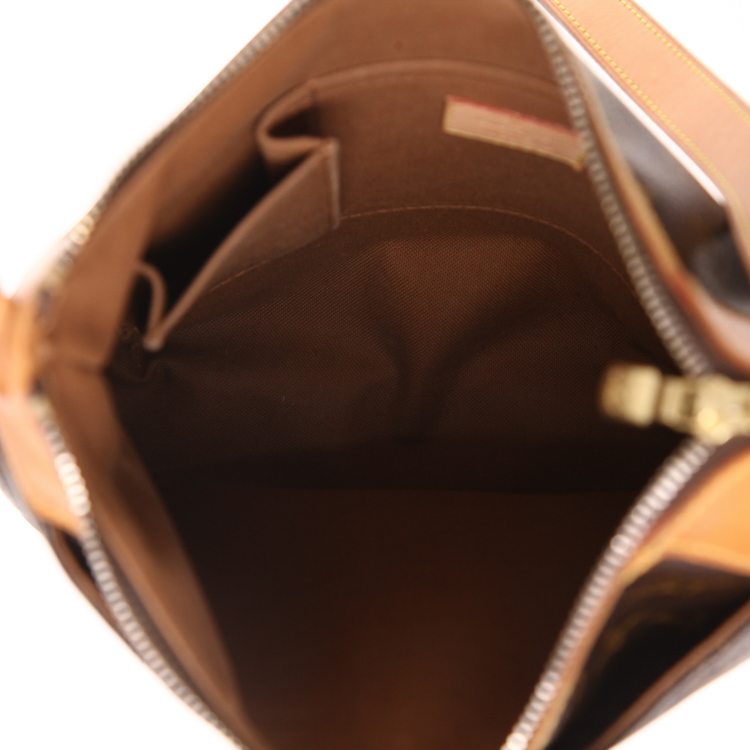 Bolso bandolera Louis Vuitton  Odeon en lona Monogram marrón y cuero natural - Detail D3