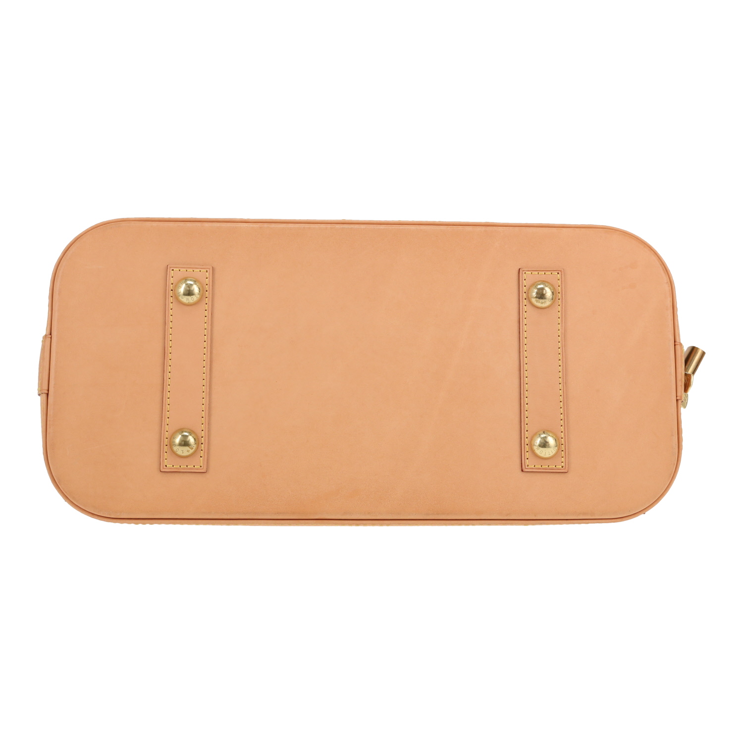 Bolso de mano Louis Vuitton  Alma en lona Monogram marrón y cuero natural - Detail D1