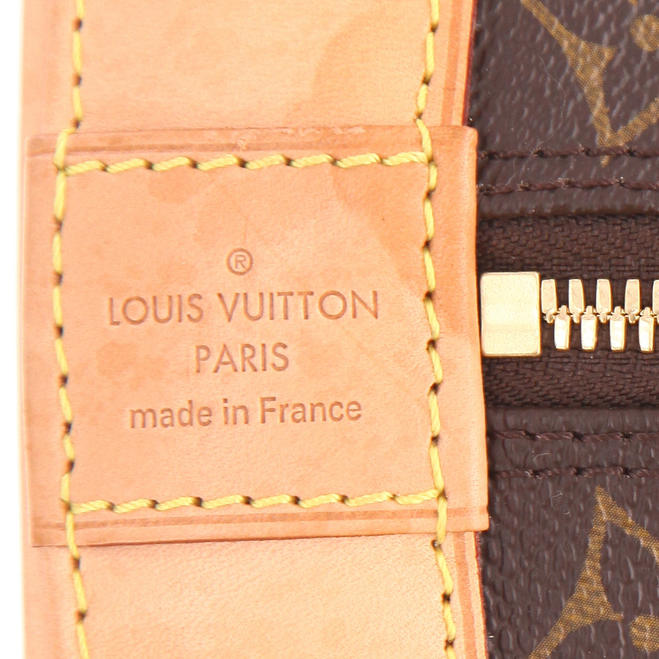 Louis Vuitton  Alma handbag  in brown monogram canvas  and natural leather - Detail D2