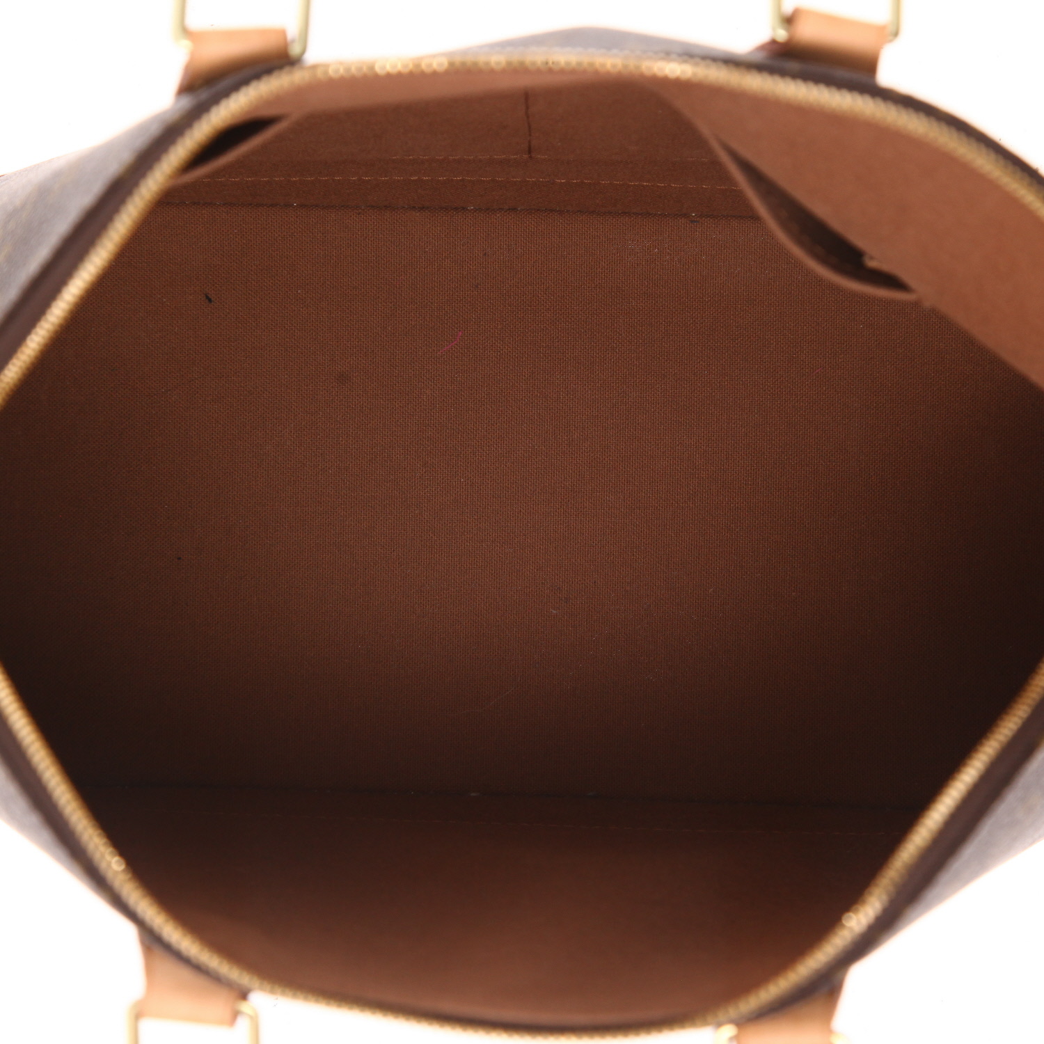 Borsa Louis Vuitton  Alma in tela monogram marrone e pelle naturale - Detail D3