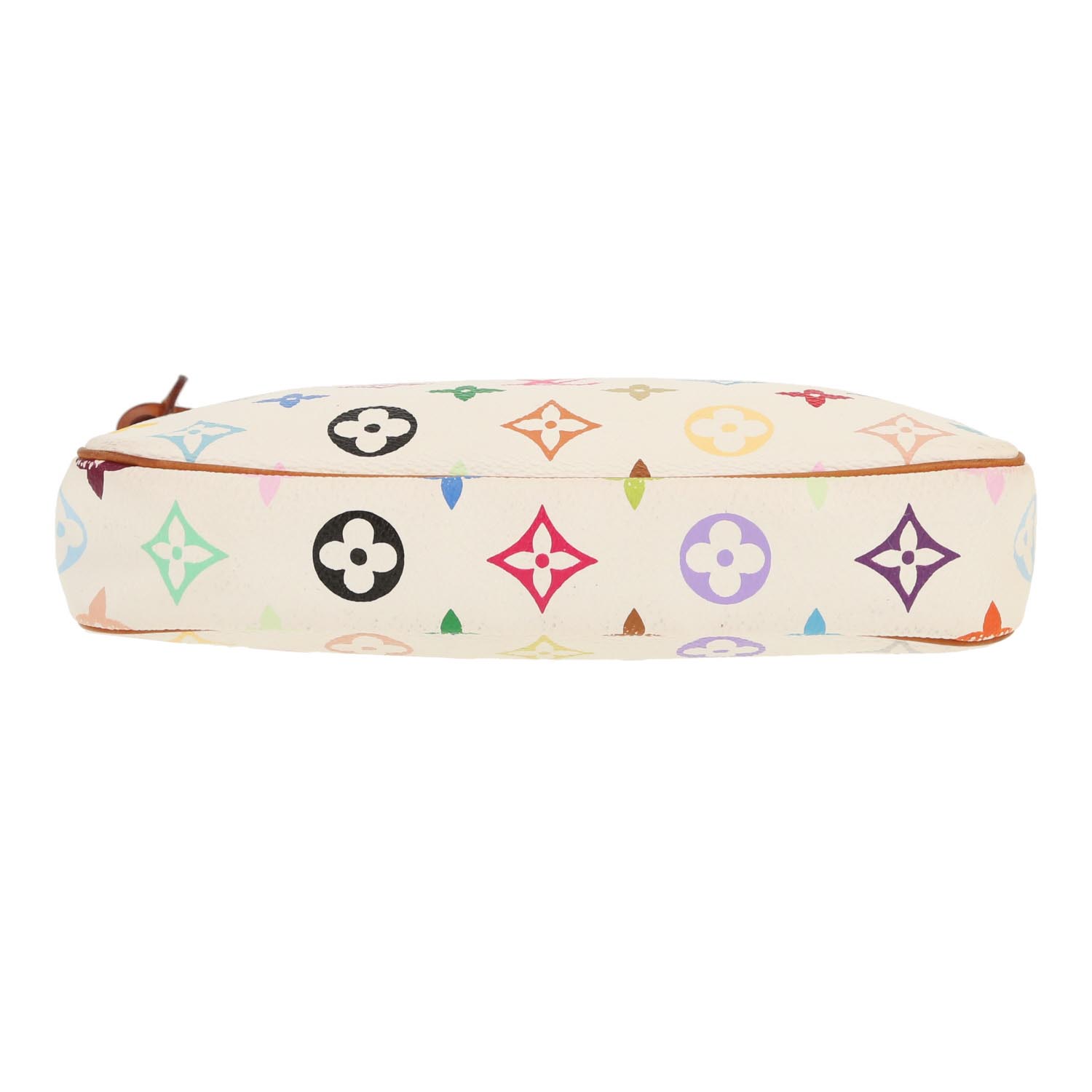 Bolso de mano Louis Vuitton  Pochette accessoires en lona Monogram blanca y multicolor y cuero natural - Detail D1
