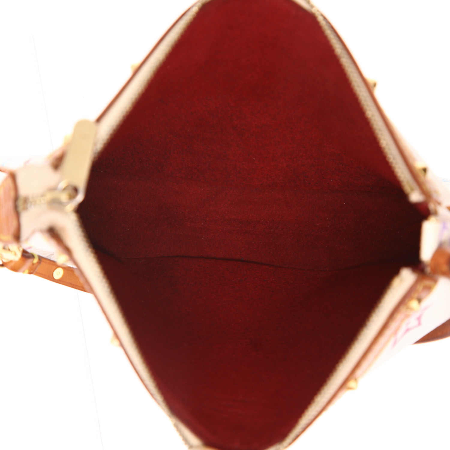 Bolso de mano Louis Vuitton  Pochette accessoires en lona Monogram blanca y multicolor y cuero natural - Detail D3