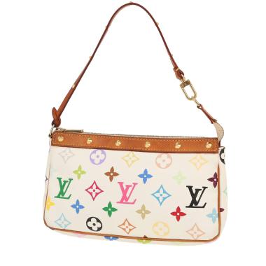 Bolso de mano Louis Vuitton  Pochette accessoires en lona Monogram blanca y multicolor y cuero natural