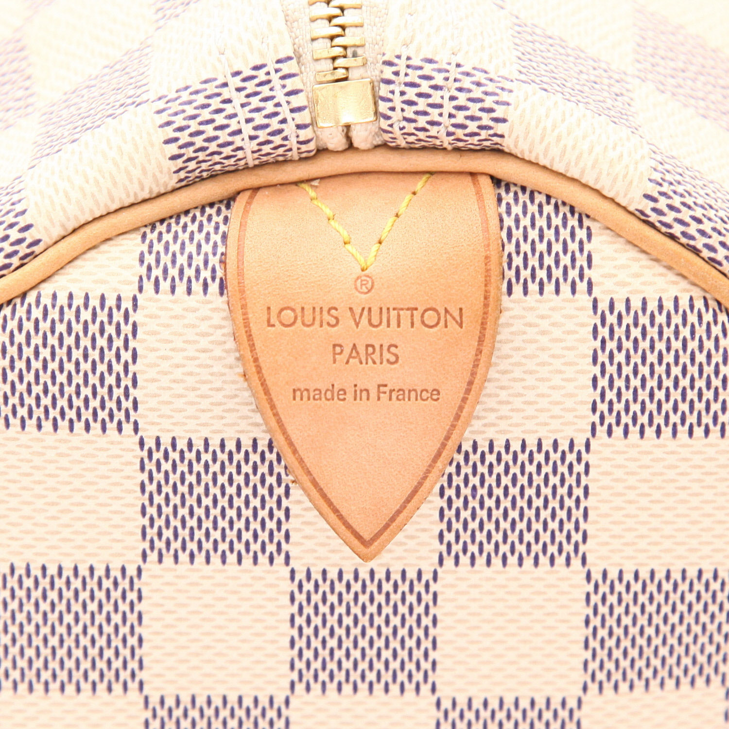 Borsa Louis Vuitton  Speedy 30 in tela a scacchi azzurro e pelle naturale - Detail D2