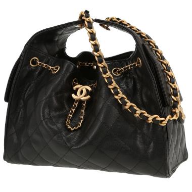 Chanel  25 handbag  in black quilted grained leather