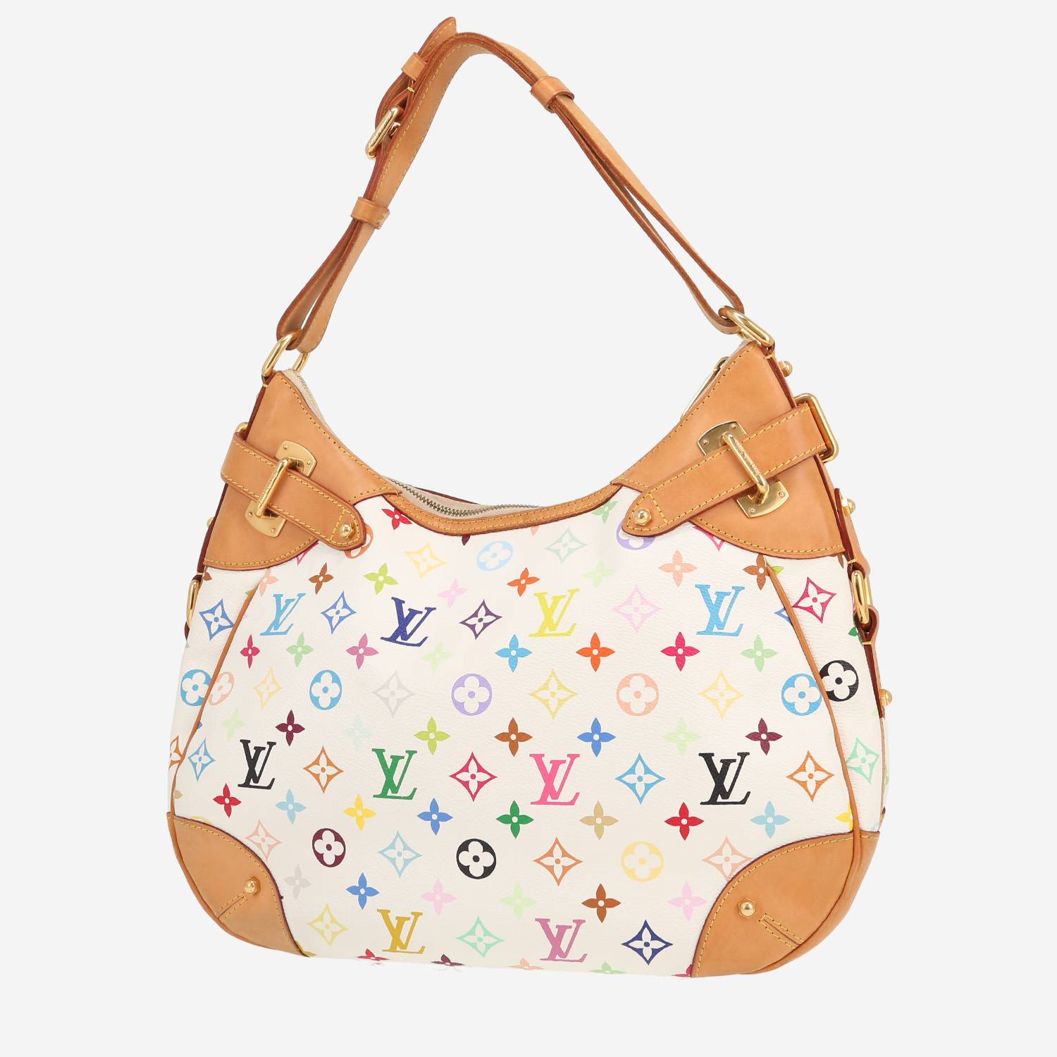 Louis Vuitton  Greta handbag  in white and multicolor monogram canvas  and natural leather