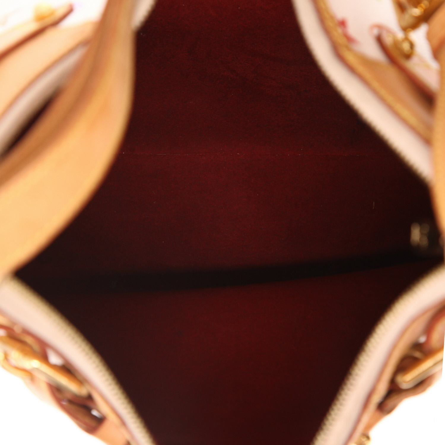 Sac à main Louis Vuitton  Greta en toile monogram blanche et multicolore et cuir naturel - Detail D3