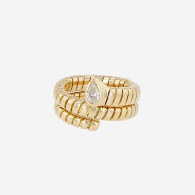 Bague semi-rigide Bulgari Tubogas en or jaune et diamants
