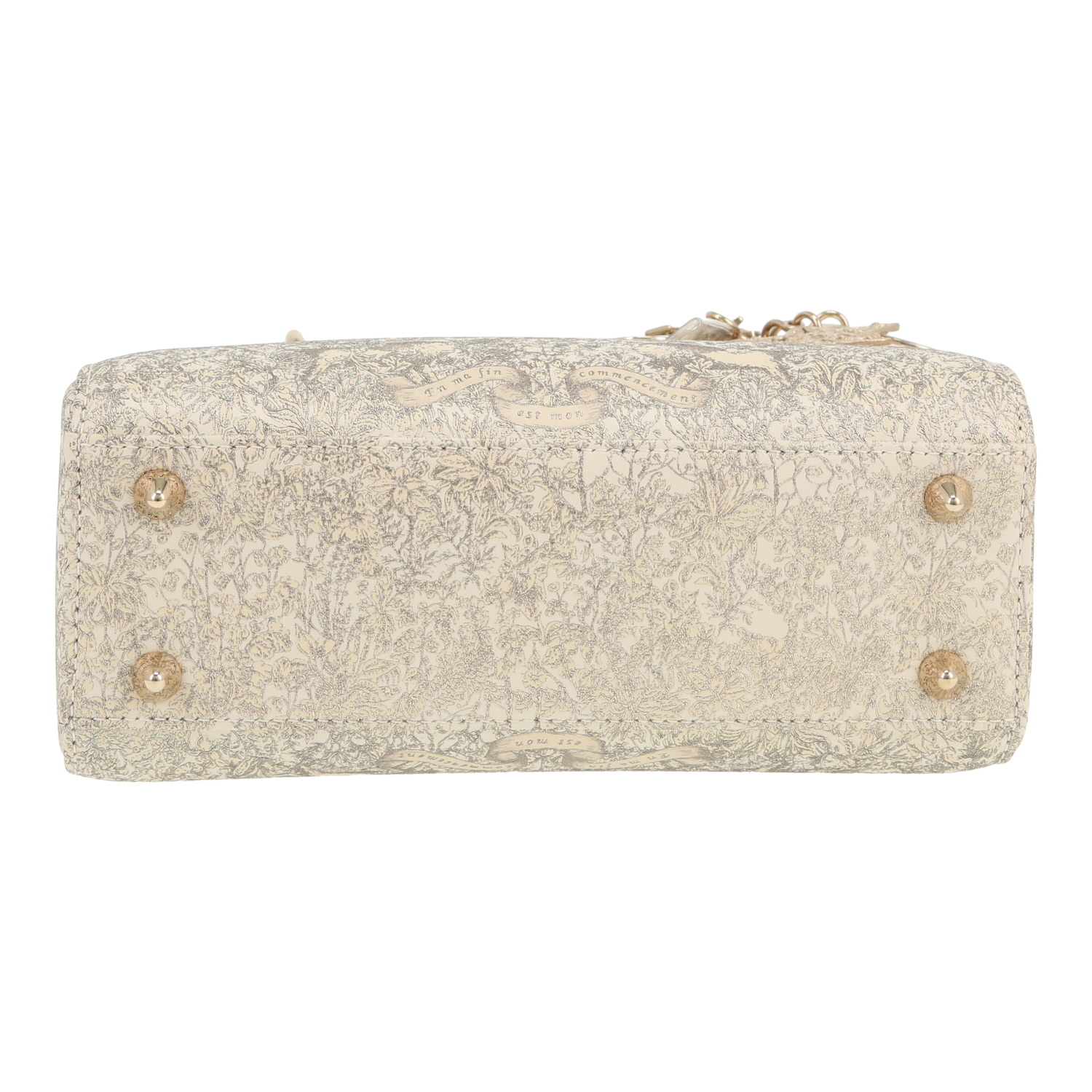 Sac bandoulière Dior  Lady Dior petit modèle  en cuir cannage blanc - Detail D1
