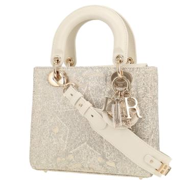 Sac bandoulière Dior  Lady Dior petit modèle  en cuir cannage blanc