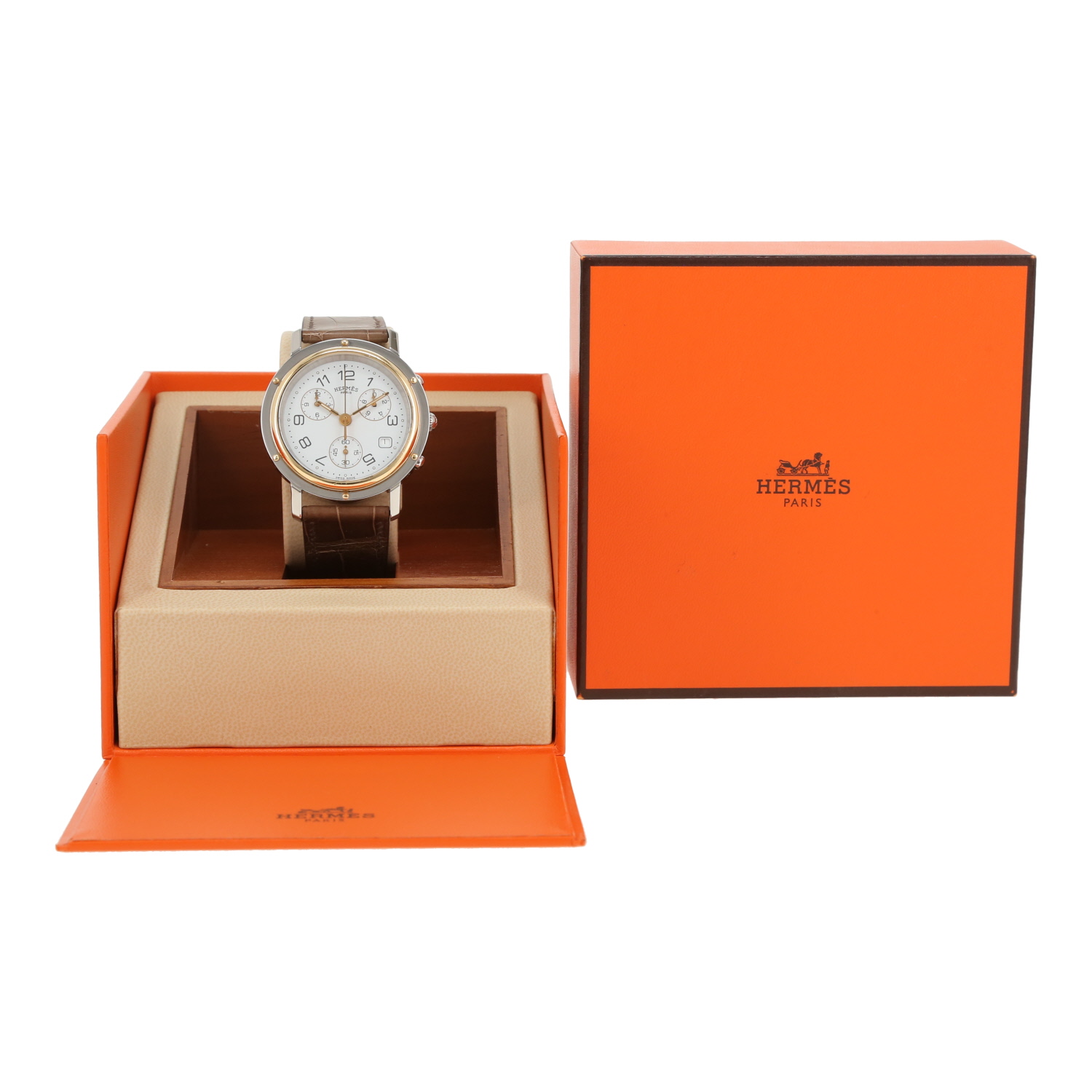 Hermès Clipper  in stainless steel and gold plated Circa 2000