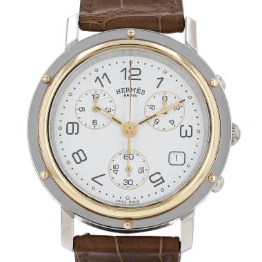 Reloj Hermès Clipper de acero y oro chapado Circa 2000