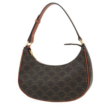 Celine  Ava handbag  in brown "Triomphe" canvas  and brown leather