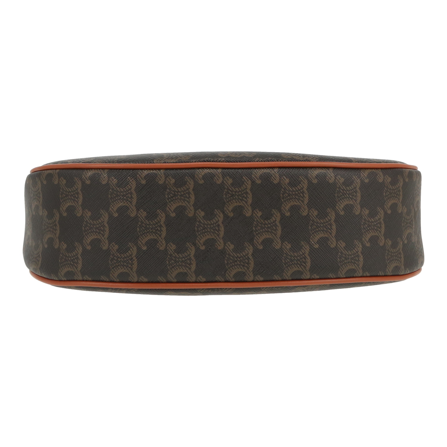 Celine  Ava medium model  handbag  in brown "Triomphe" canvas  and brown leather - Detail D1