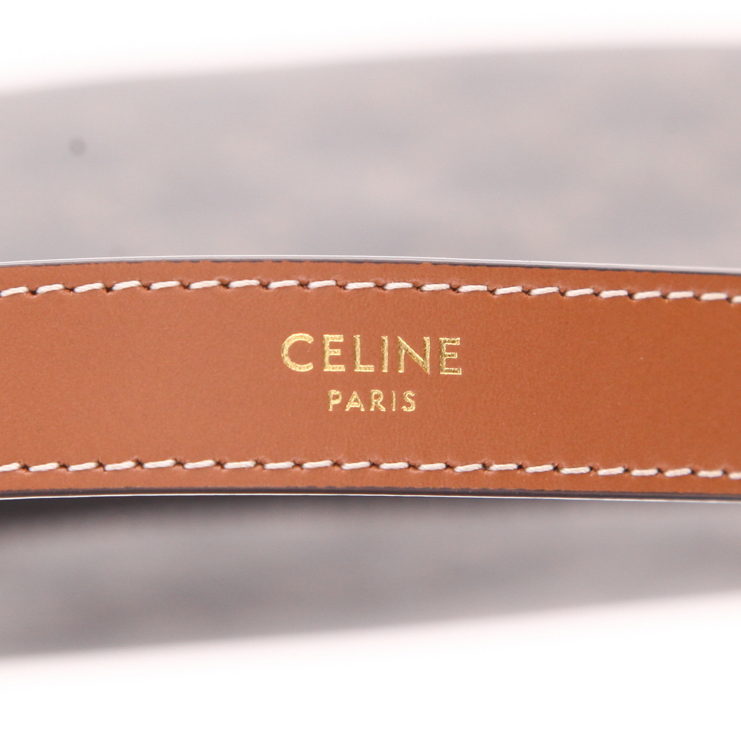 Celine  Ava medium model  handbag  in brown "Triomphe" canvas  and brown leather - Detail D2