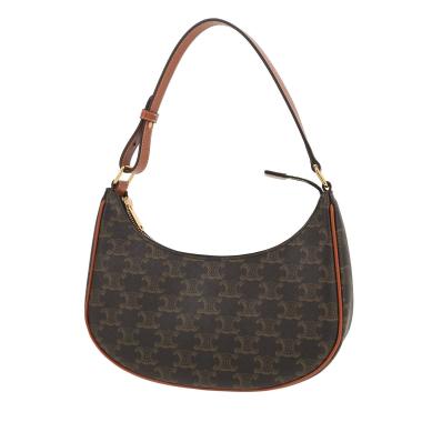 Borsa Celine  Ava modello medio  in tela "Triomphe" marrone e pelle marrone