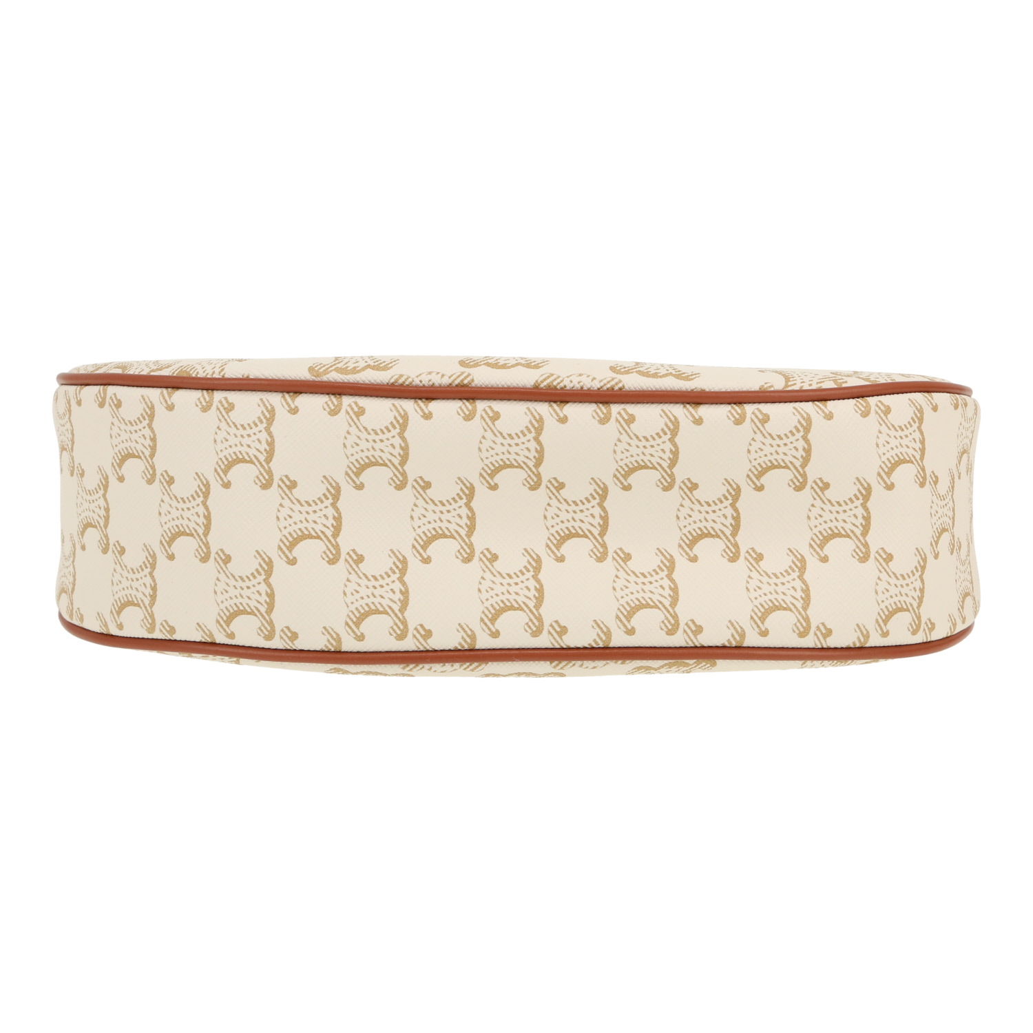 Celine  Ava handbag  in white "Triomphe" canvas  and brown leather - Detail D1