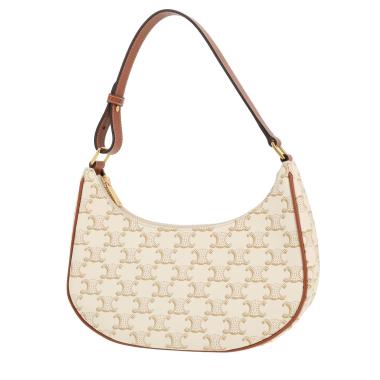 Sac à main Celine  Ava moyen modèle  en toile Triomphe blanche et cuir marron