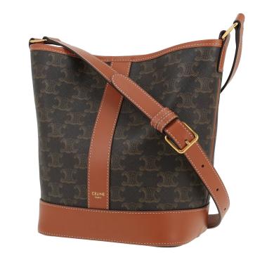 Celine  Seau small model  shoulder bag  monogram canvas  and brown leather