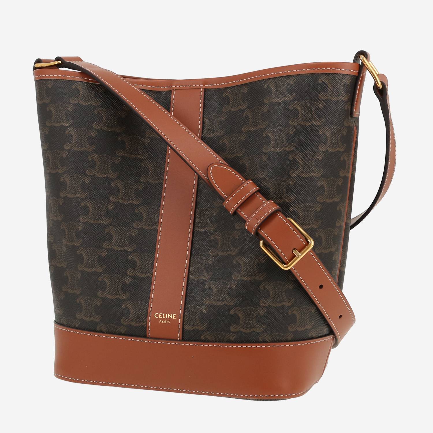 Celine  Seau small model  shoulder bag  monogram canvas  and brown leather