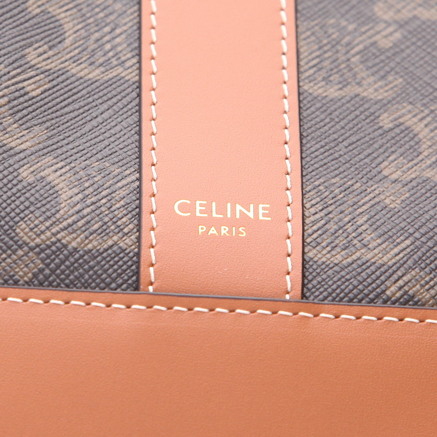 Celine  Seau small model  shoulder bag  monogram canvas  and brown leather - Detail D2