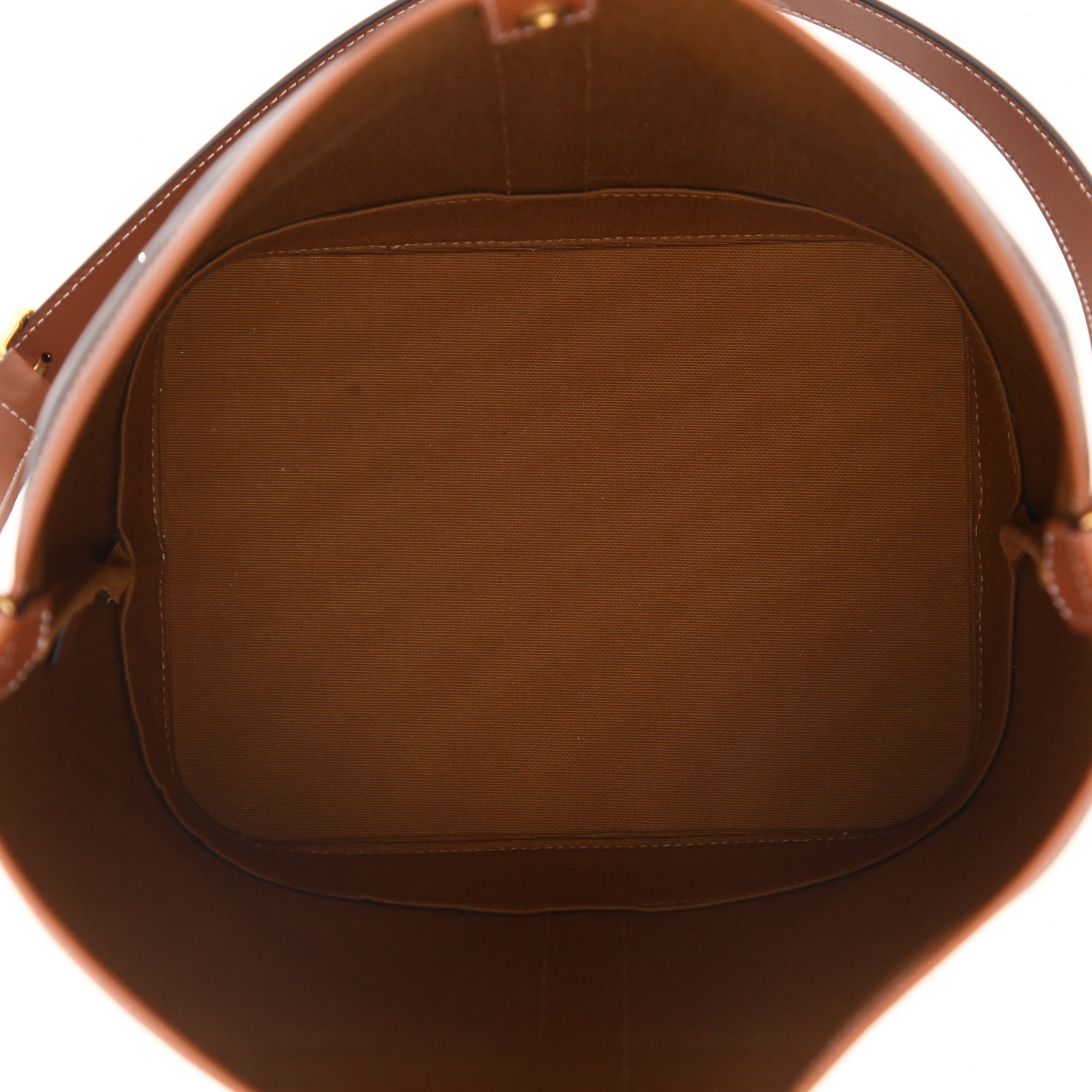 Celine  Seau medium model  shoulder bag  in brown "Triomphe" canvas  and brown leather - Detail D3