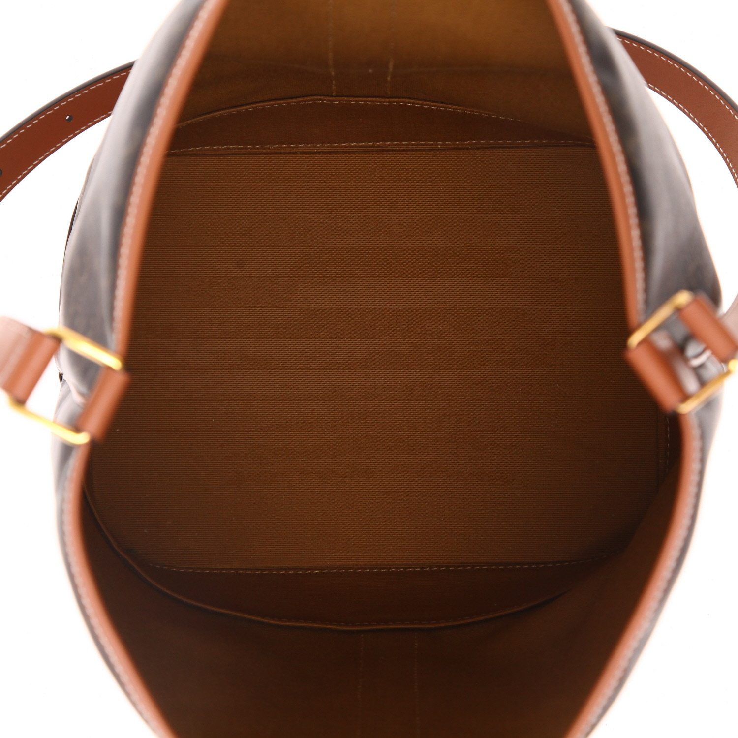 Borsa a tracolla Celine  Seau modello medio  in tela "Triomphe" marrone e pelle marrone - Detail D3