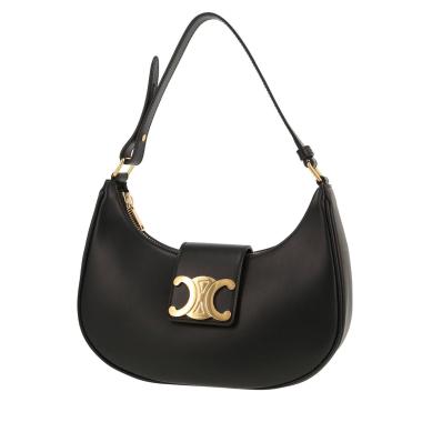 Celine  Ava Triomphe medium model  handbag  in black leather