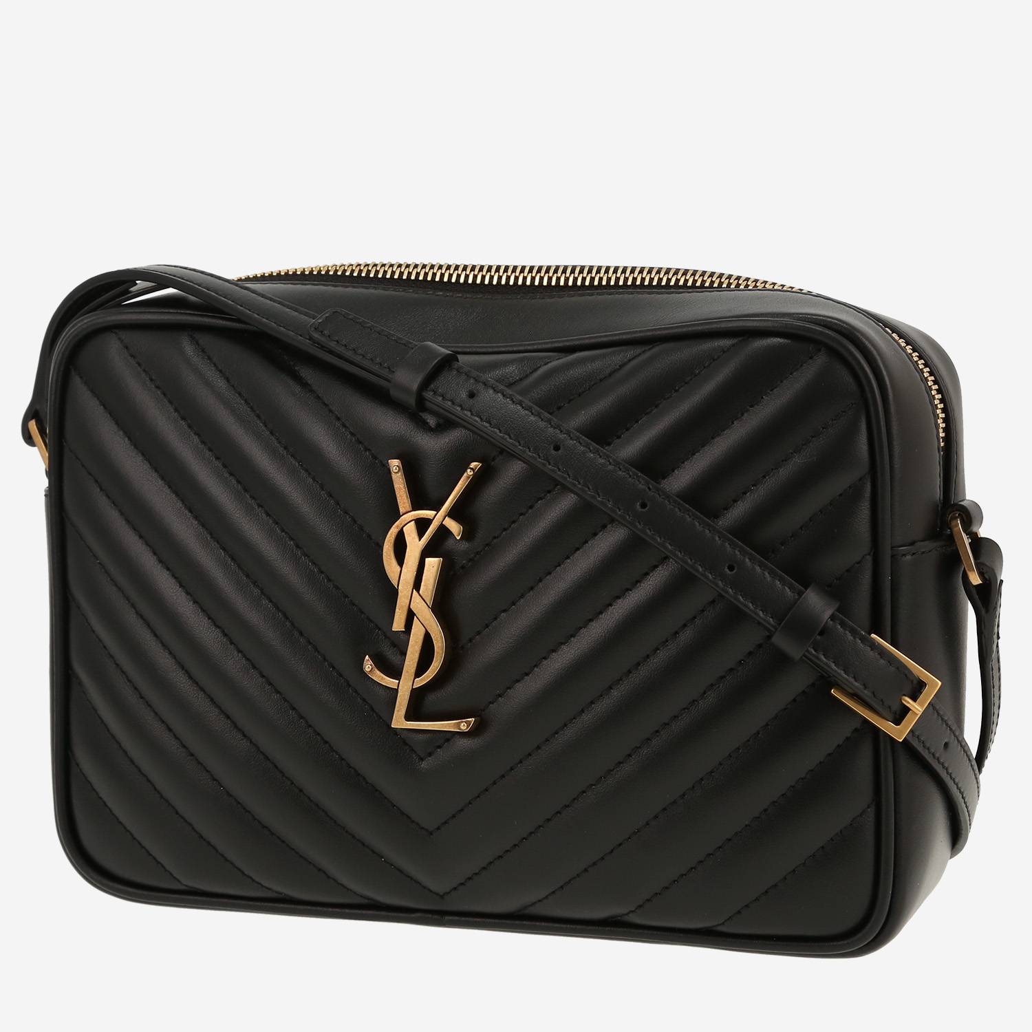 Sac bandoulière Saint Laurent  Lou Sac Caméra en cuir matelassé chevrons noir