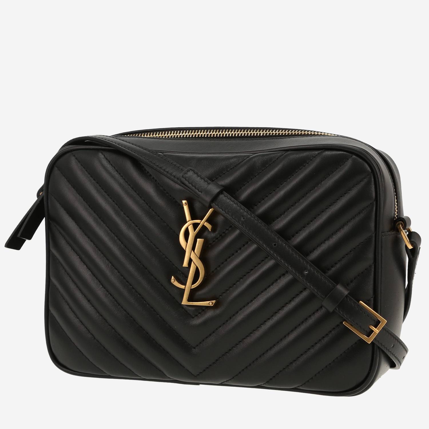 Saint Laurent  Lou Sac Caméra shoulder bag  in black chevron quilted leather