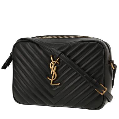 Bolso bandolera Saint Laurent  Lou Sac Caméra en cuero acolchado con motivos de espigas negro