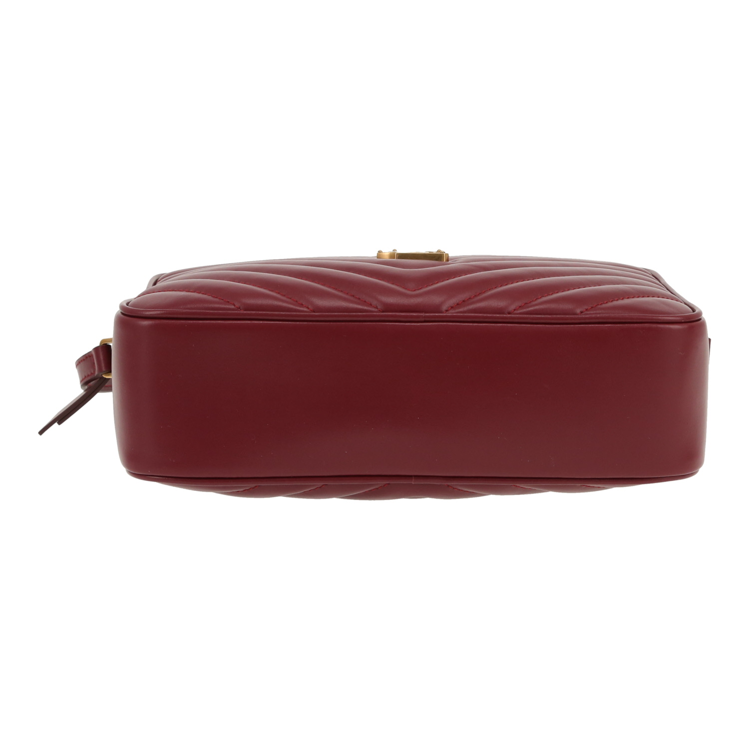Saint Laurent  Lou Sac Caméra shoulder bag  in burgundy chevron quilted leather - Detail D1