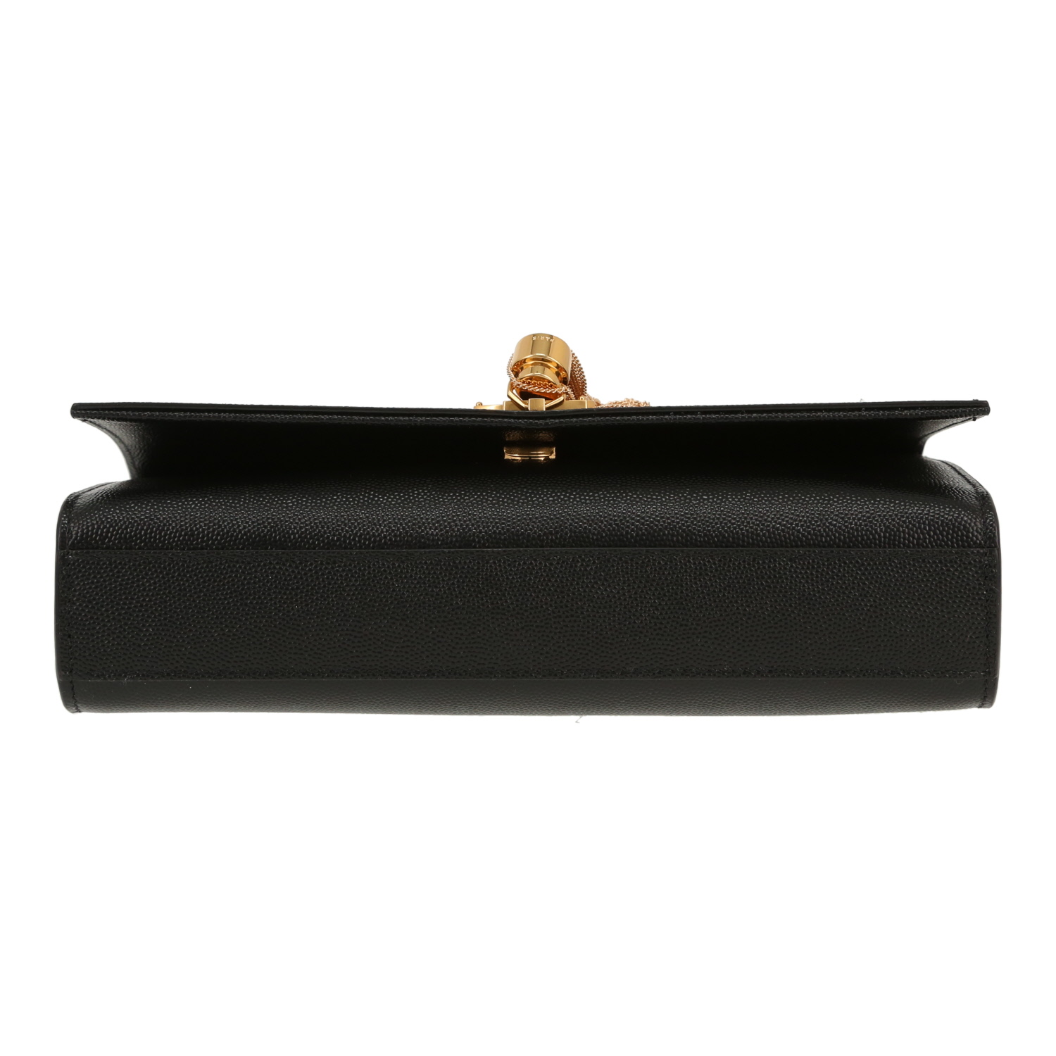 Borsa a tracolla Saint Laurent  Kate Pompon modello medio  in pelle martellata nera - Detail D1