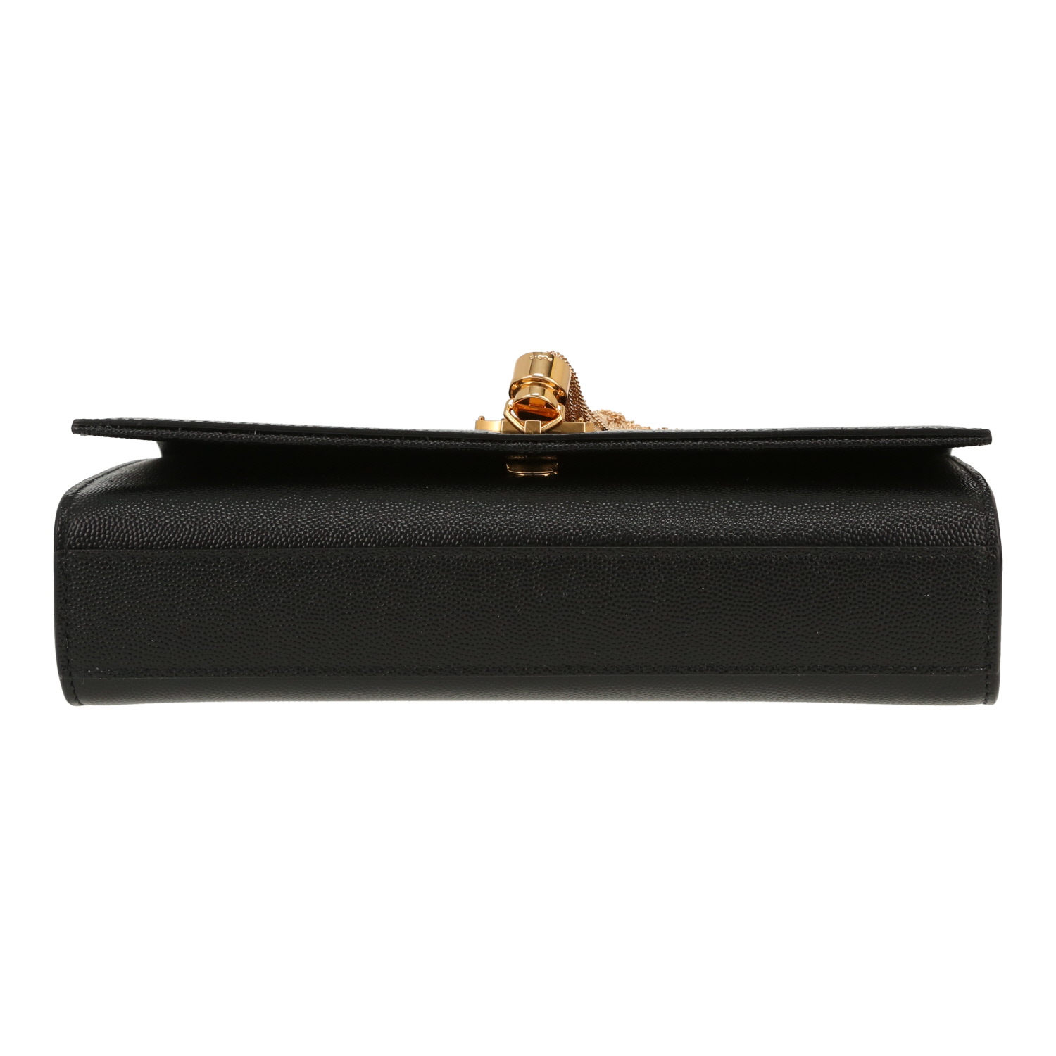 Sac bandoulière Saint Laurent  Kate Pompon moyen modèle  en cuir grainé noir - Detail D1