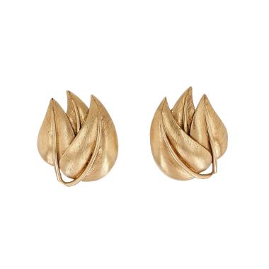 Paire de boucles d'oreilles Vintage  en or jaune