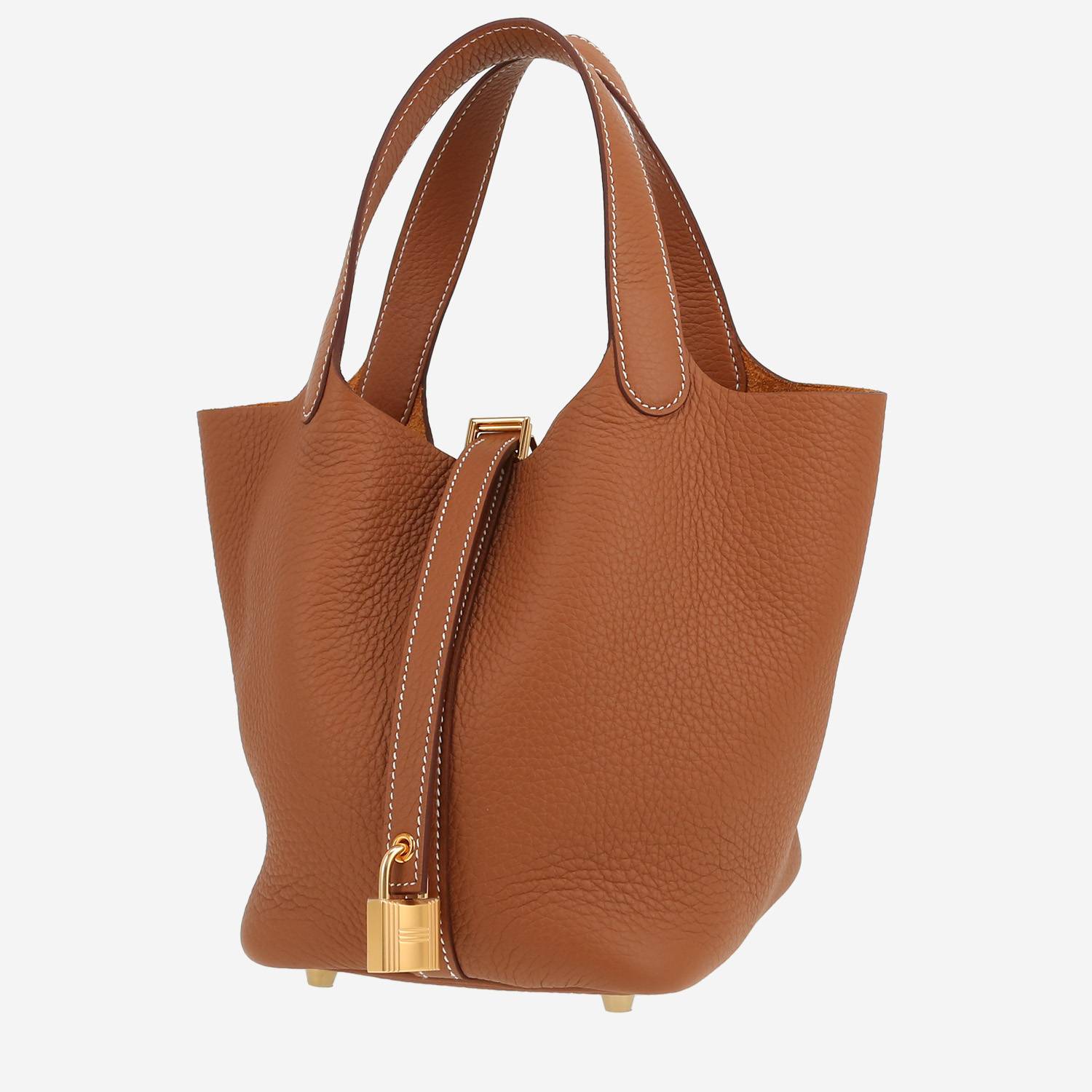 Sac à main Hermès  Picotin 18 cm en cuir togo gold