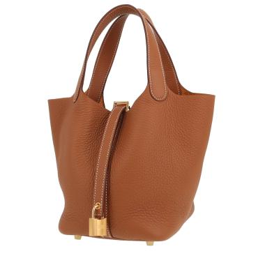 Sac à main Hermès  Picotin 18 cm en cuir togo gold