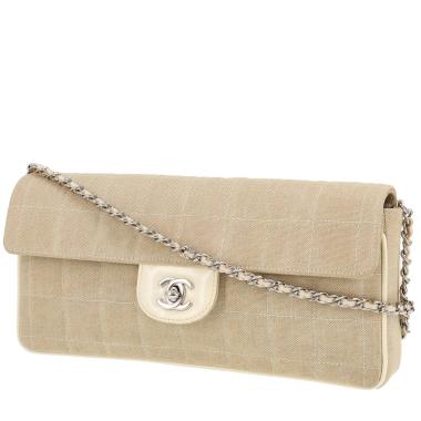 Bolso bandolera Chanel  Choco bar en lona acolchada beige y charol beige