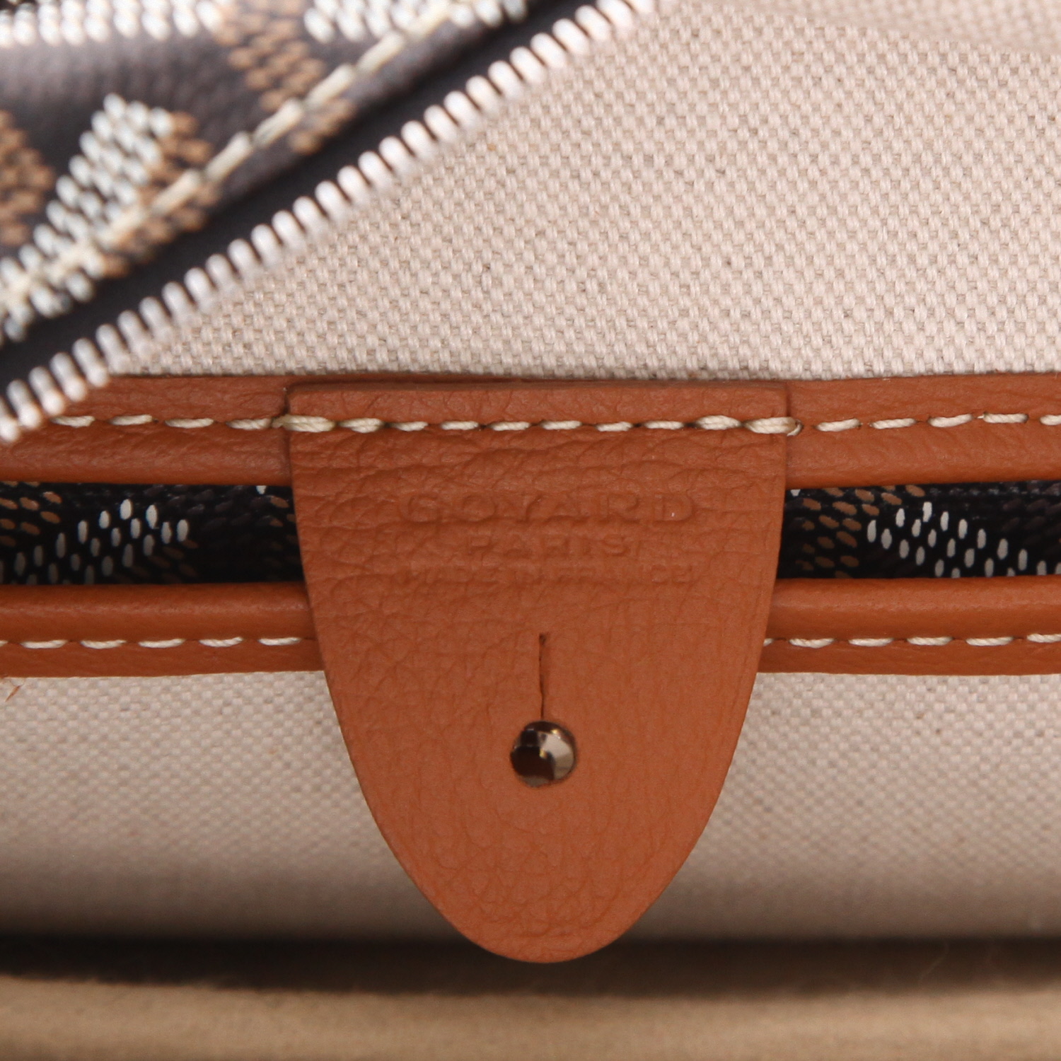 Shopping bag Goyard  Artois in tela Goyardine nera e pelle marrone - Detail D2