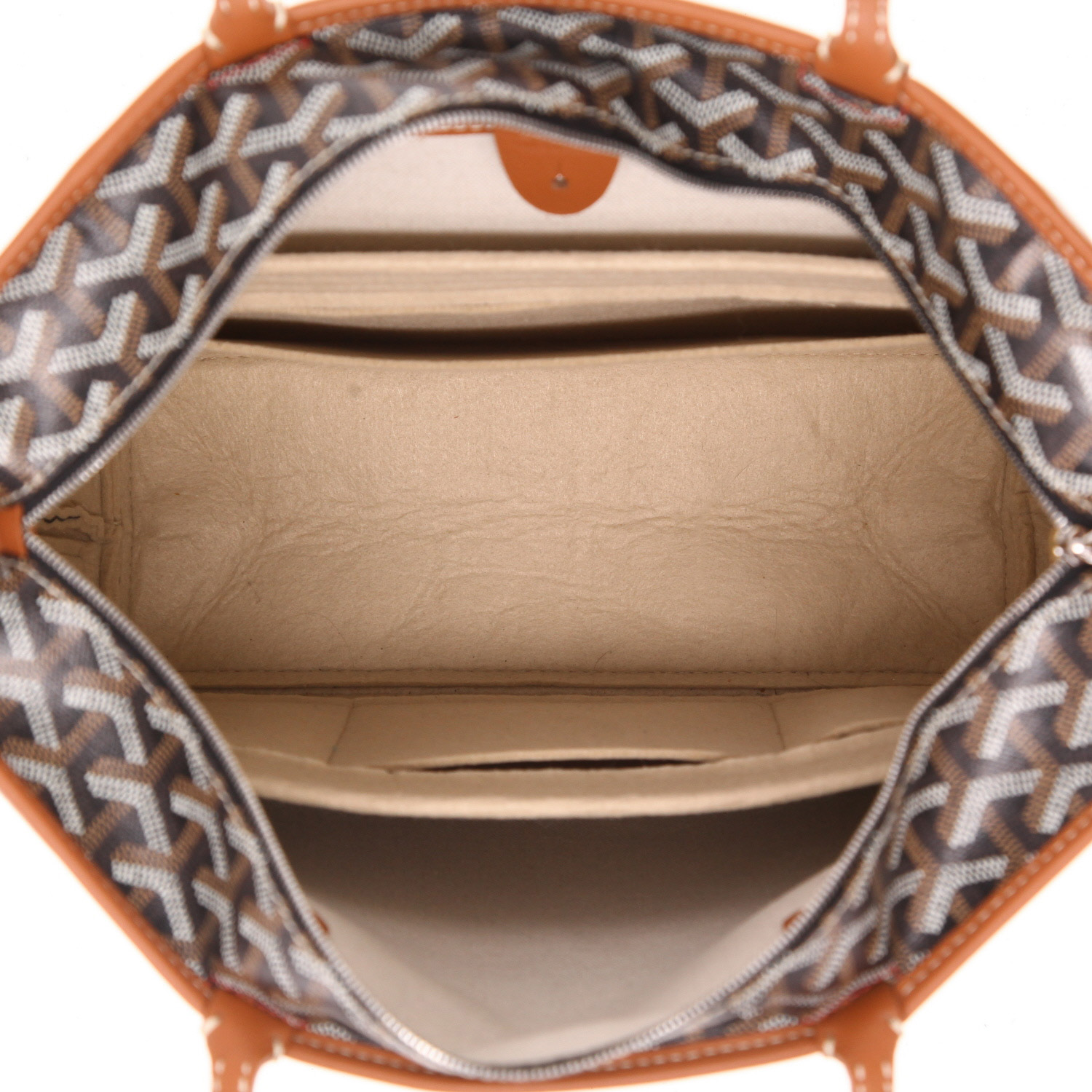 Sac cabas Goyard  Artois en toile Goyardine noire et cuir marron - Detail D3