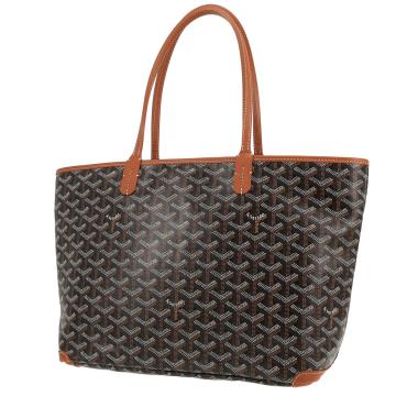 Bolso Cabás Goyard  Artois en tela Goyardine negra y cuero marrón
