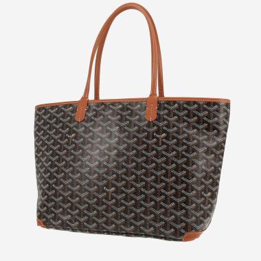 Bolso Cabás Goyard  Artois en tela Goyardine negra y cuero marrón