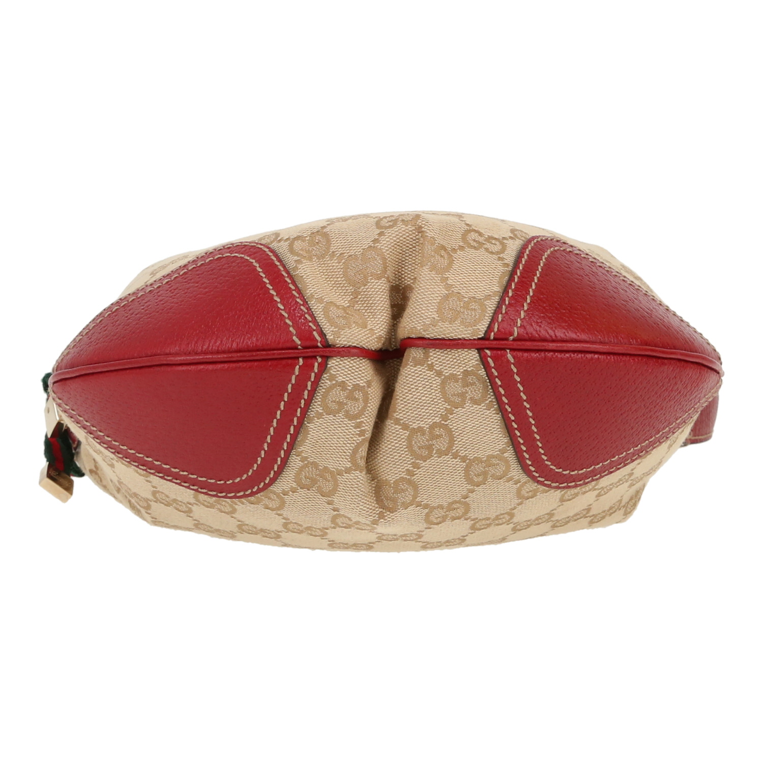 Borsa Gucci   in tela "sûpreme GG" beige e pelle rossa - Detail D1