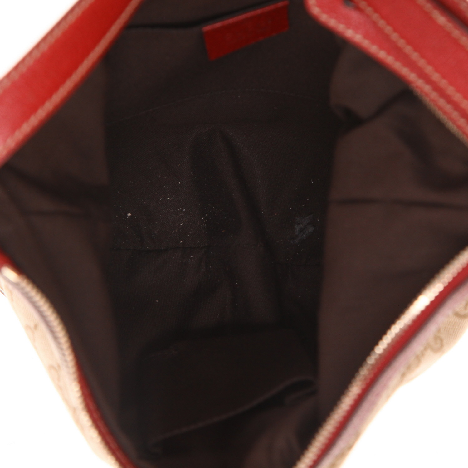 Gucci   handbag  in beige "sûpreme GG" canvas  and red leather - Detail D3