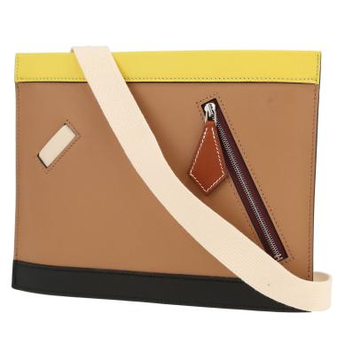 Borsa a tracolla Hermès  Colormatic Horizontale in pelle Swift giallo Lime, Chai e nera