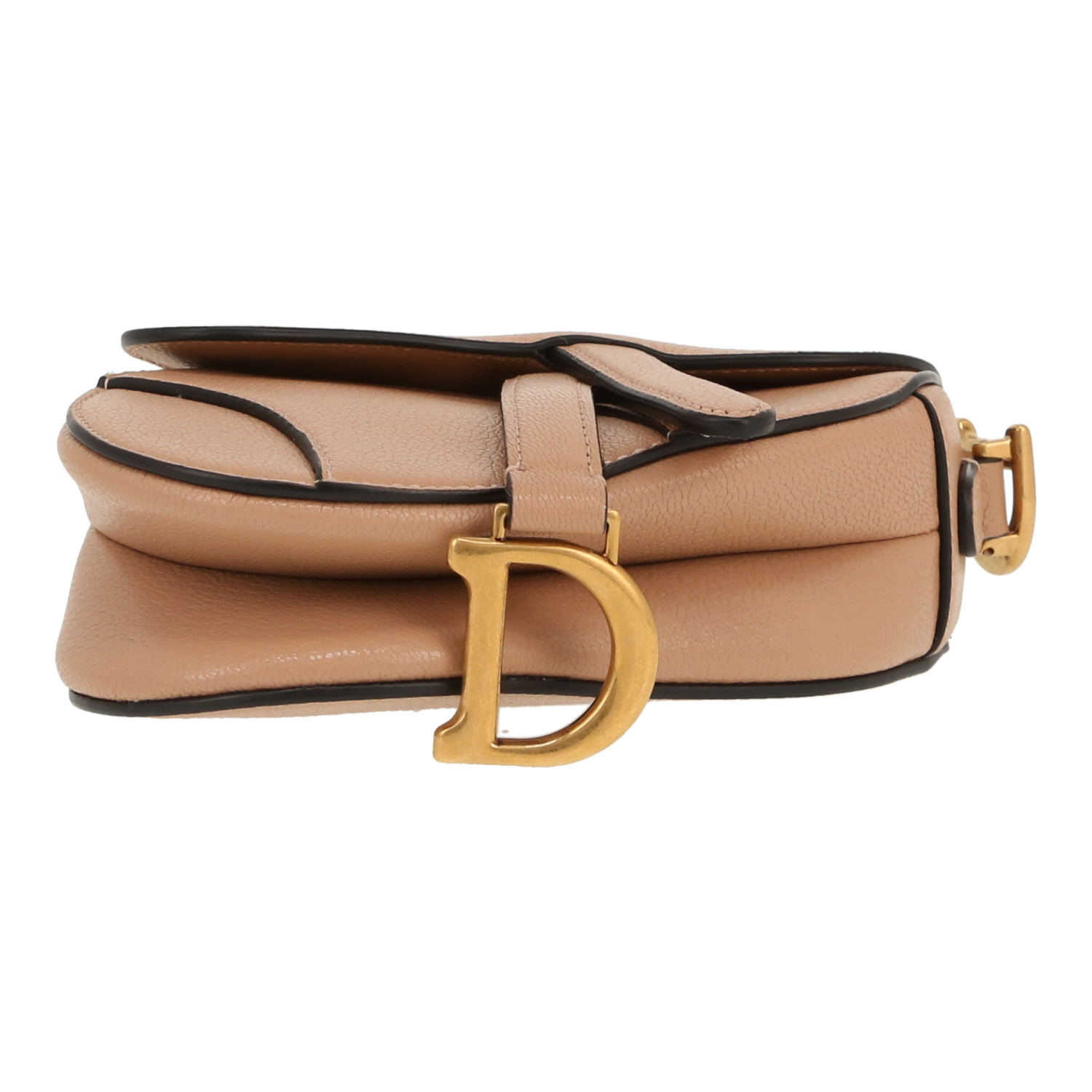 Sac à main Dior  Saddle mini  en cuir grainé rose - Detail D1