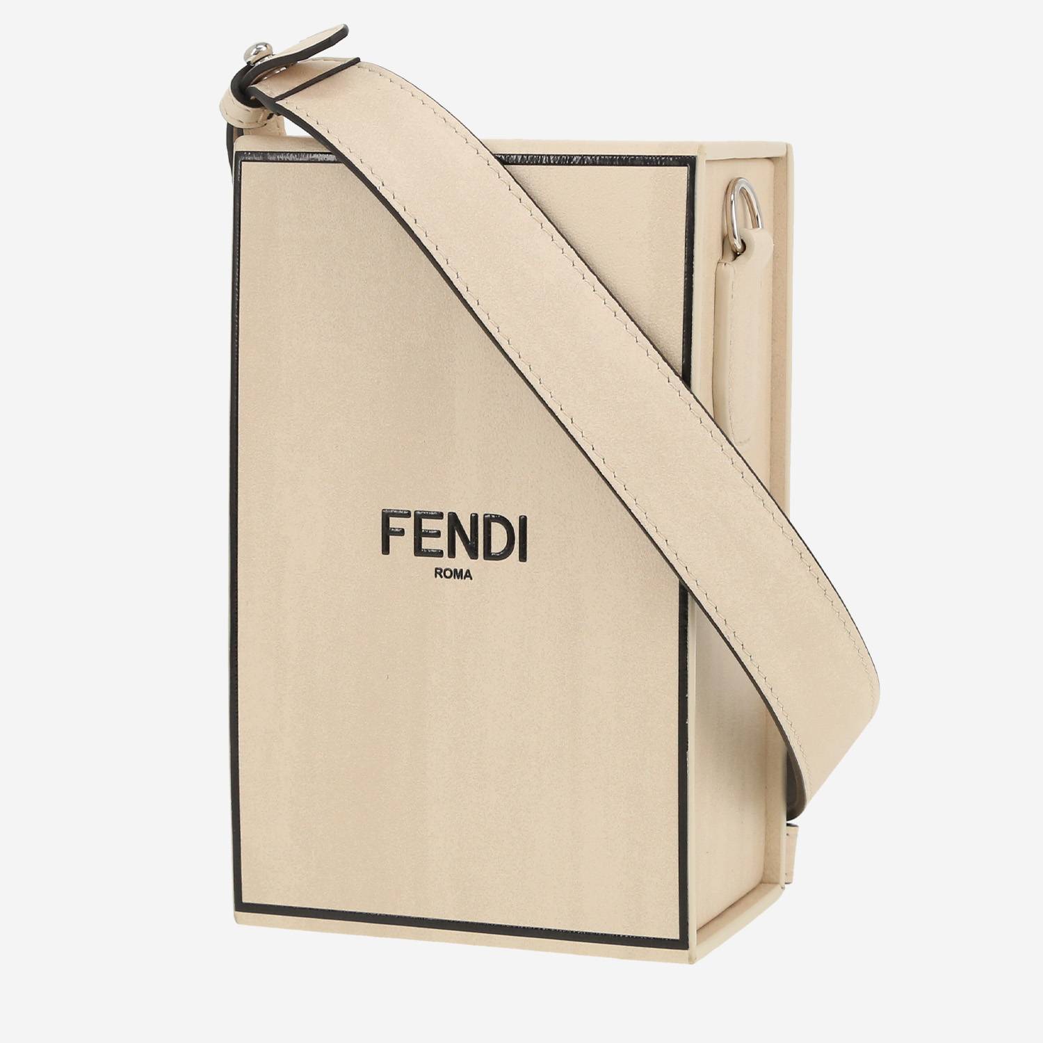 Borsa a tracolla Fendi   in pelle beige e nera